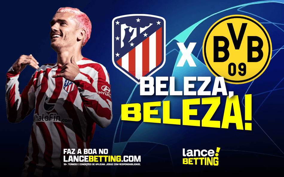 Champions League! Aposte R$100 e ganhe R$278 para gol de Griezmann a qualquer momento sobre o Borussia