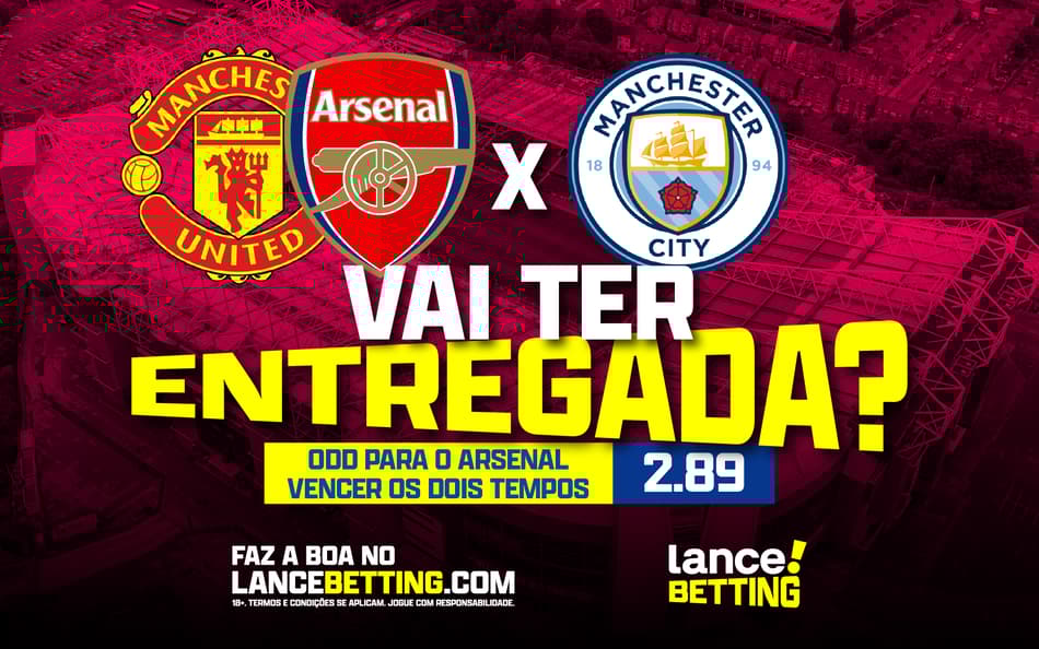 Gunners à frente! Aposte R$100 e ganhe mais de R$289 se o Arsenal vencer os dois tempos contra o Manchester United!