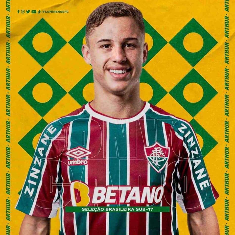 Arthur, meia do Fluminense, é convocado pela Seleção Brasileira Sub-17 para duelos contra o Paraguai