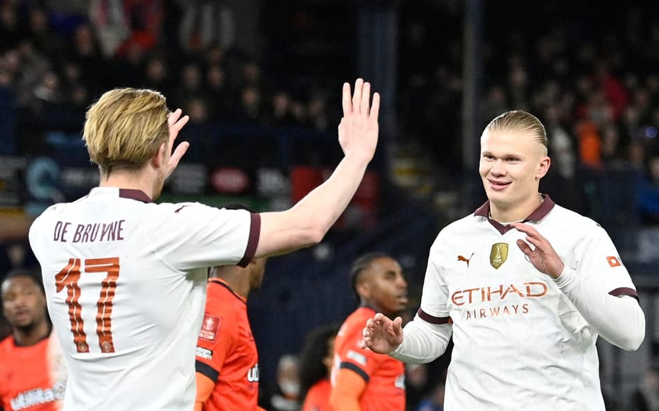 De Bruyne e Haaland massacram Luton Town, e Manchester City avança na Copa da Inglaterra; veja os gols do jogo