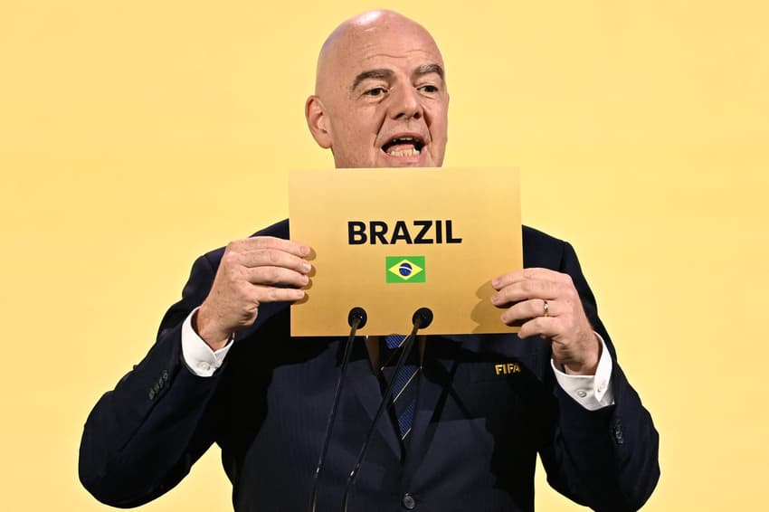 Gianni Infantino, presidente da Fifa, revela Brasil como sede da Copa do Mundo Feminina de 2027 (Foto: Manan Vatsyayana/AFP)