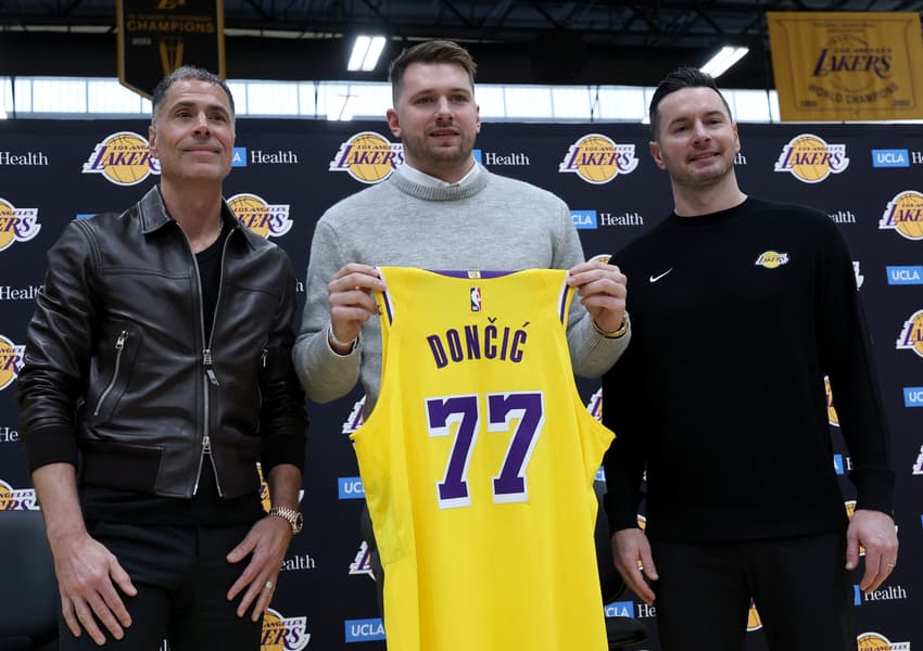 Los Angeles Lakers Introduce Luka Doncic, Maxi Kleber & Markieff Morris