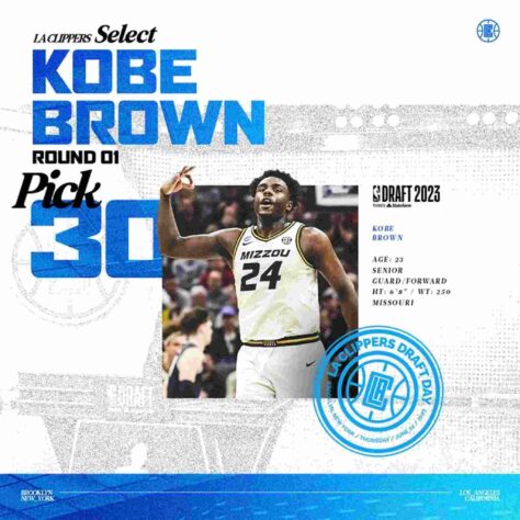 30ª escolha: Kobe Brown (EUA) - Los Angeles Clippers 30ª escolha: Kobe Brown (EUA) - Los Angeles Clippers