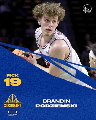 19ª escolha: Brandin Podziemski (EUA) - Golden State Warriors 19ª escolha: Brandin Podziemski (EUA) - Golden State Warriors