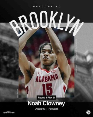 21ª escolha: Noah Clowney (EUA) - Brooklyn Nets 21ª escolha: Noah Clowney (EUA) - Brooklyn Nets