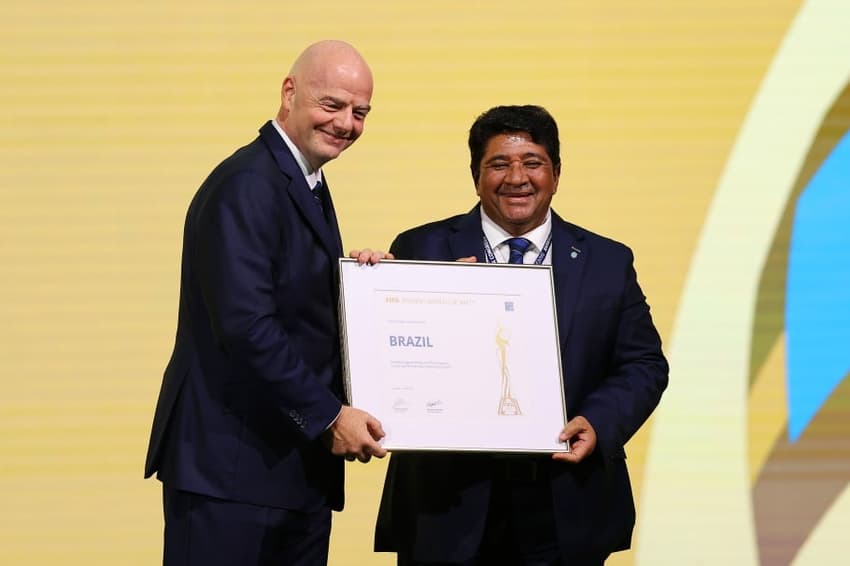Gianni Infantino e Ednaldo Rodrigues