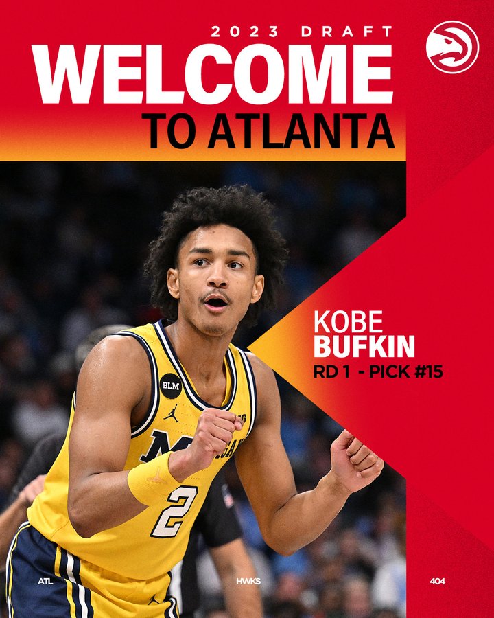 15ª escolha: Kobe Bufkin (EUA) - Atlanta Hawks 15ª escolha: Kobe Bufkin (EUA) - Atlanta Hawks