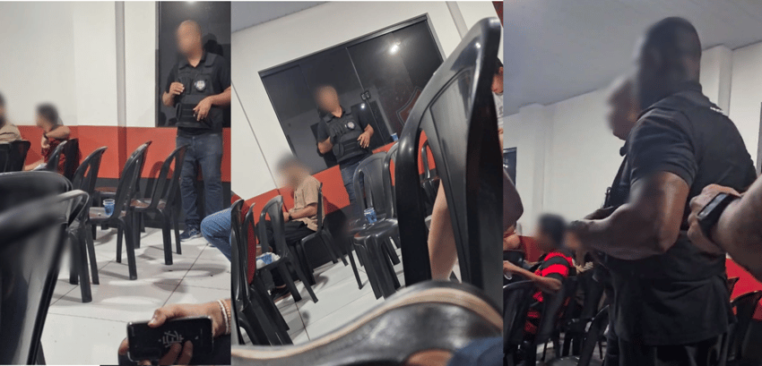 Seguranças presentes na reunião do Conselho Deliberativo do Vitória Foto: Divulgação / Frente Popular