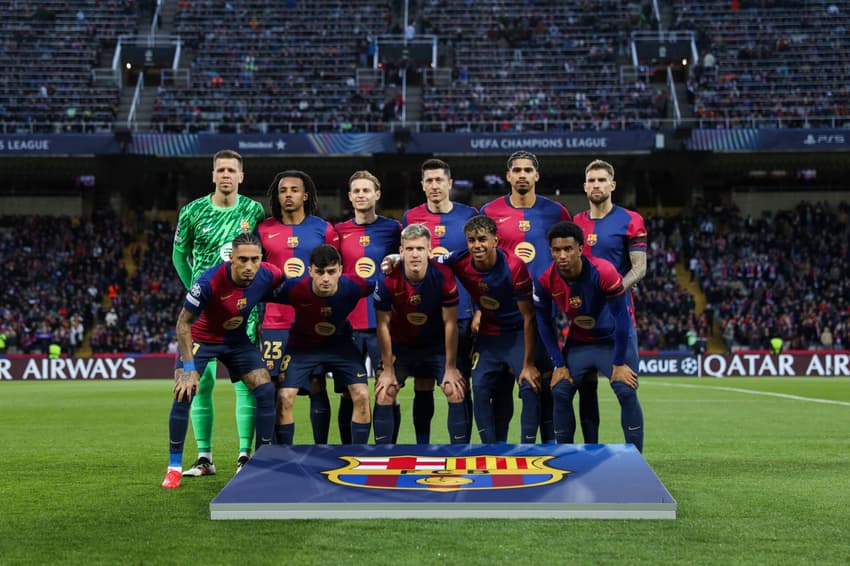 Time do Barcelona antes de jogo da Champions League