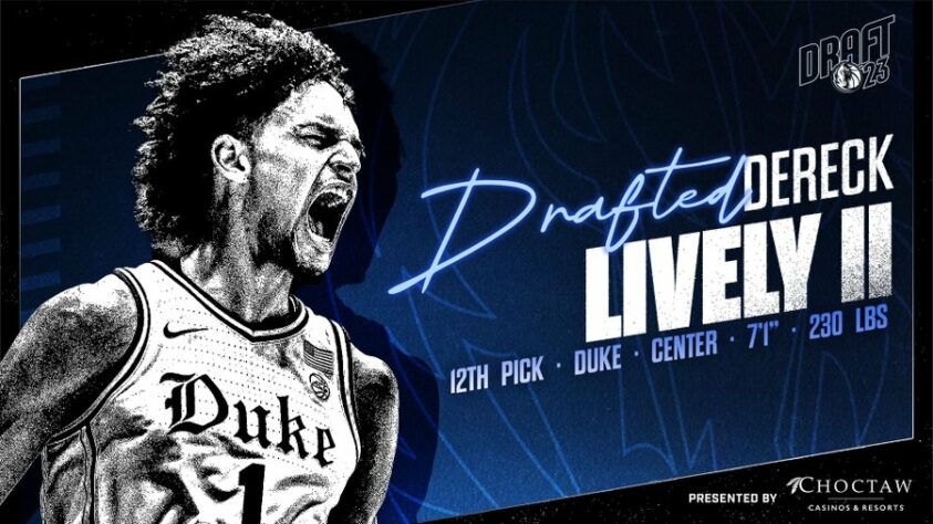 12ª escolha: Dereck Lively II - escolhido pelo Oklahoma City Thunder e trocado para o Dallas Mavericks 12ª escolha: Dereck Lively II - escolhido pelo Oklahoma City Thunder e trocado para o Dallas Mavericks