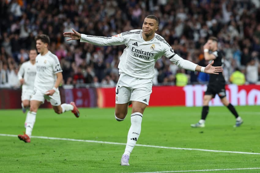 Kylian Mbappé na partida do Real Madrid contra o Leganés, valida pela 29ª rodada da La Liga (Créditos: Thomas Coex / AFP)
