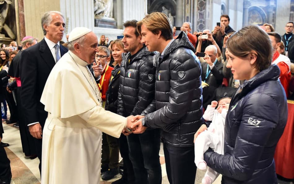 Papa Francisco durante evento com integrantes do Comitê Olímpico da Itália