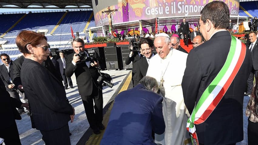 Em 2014, Papa Francisco participou de evento no Estádio Olímpico de Roma