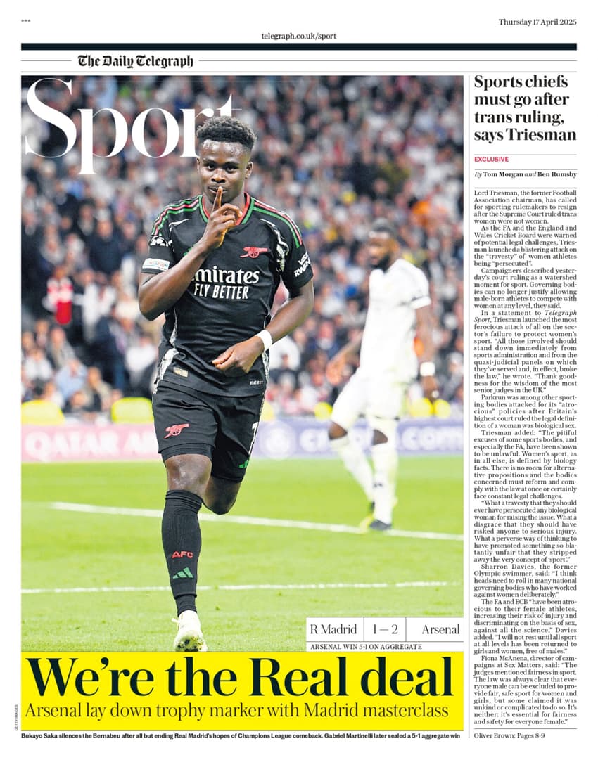 Real Madrid x Arsenal - Telegraph
