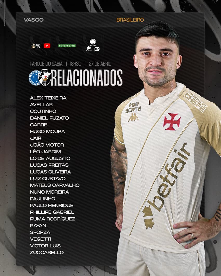Cruzeiro x Vasco - relacionados